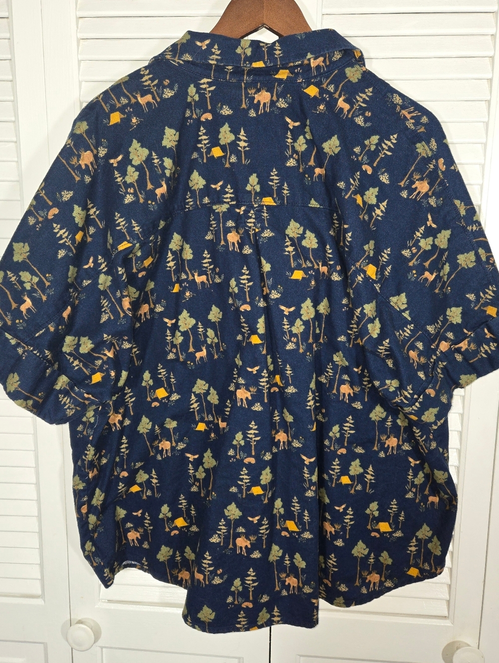 Duluth Trading Co Popover Short Sleeve Camping Theme Flannel Relaxed Shirt 1X - Picture 4 of 4